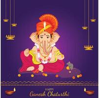 Happy Ganesh Chaturthi Festival celebration Background Design with Lord Ganesha Illustration vector