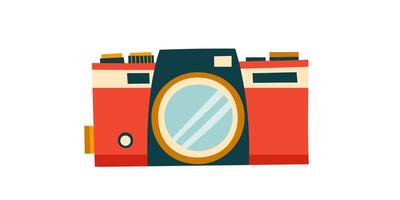 Old vintage photo camera isolated on white. Travel concept. Summer concept. vector