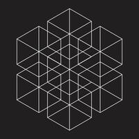 The abstract hexagon overlap on a black background. vector