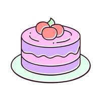 Small cake cupcake with berries, stylized logo icon, isolated, on a white background. vector