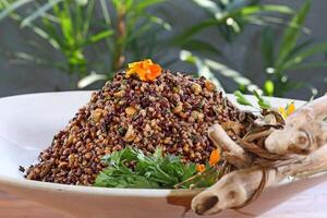 Grain salad on plate photo
