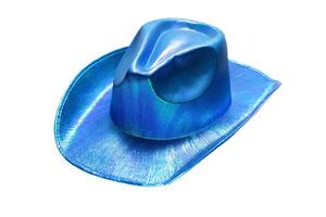 vibrant blue cowboy hat on black background photo