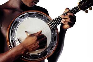 hands playing Brazilian batucada instruments in close-up photo