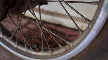 motorcycle tires that are worn and rusty but are still usable photo