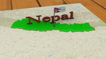 Nepal kaart en Nepal vlag. video