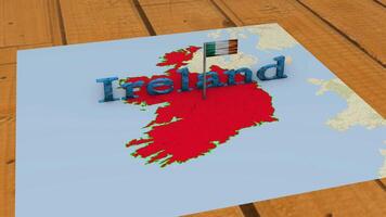 Ierland kaart en Ierland vlag. video
