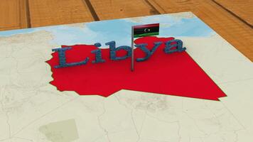 Libië kaart en Libië vlag. video