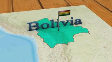 Bolivia kaart en Bolivia vlag. video