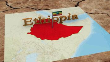 Ethiopië kaart en Ethiopië vlag. video