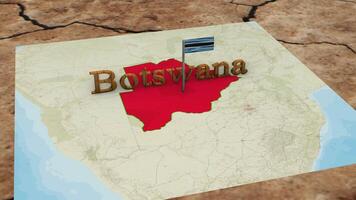 botswana kaart en botswana vlag. video
