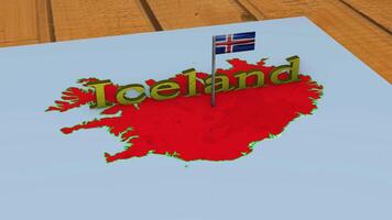 Island Karte und Island Flagge. video