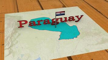 paraguay Karta och paraguay flagga. video