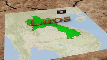 Laos kaart en Laos vlag. video