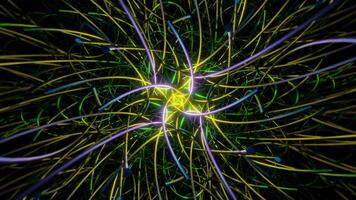 Abstract seamless neon multicolor psychedelic hypnotic VJ loop background. 3D graphics for music stage transition, shows, retro, hitech. video