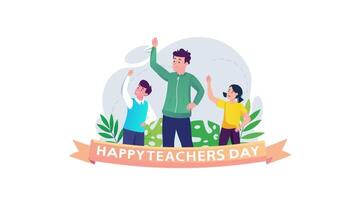 happy teachers day illustration video