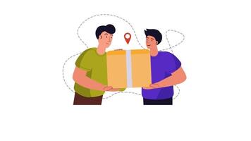 two men holding a box with a pin on it video