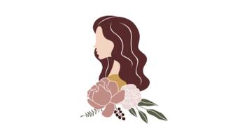 une femme avec longue cheveux et fleurs dans sa main video