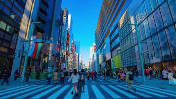 A timelapse of the city street at the downtown in Ginza Tokyo daytime wide shot zoom video