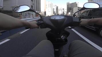 A point of view of driving by bike at Meiji avenue in Tokyo video