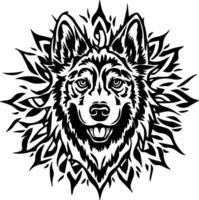 a dog head with tribal design on it vector