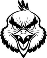 an angry eagle head with a black and white outline vector