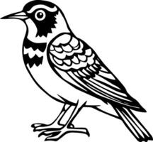 a black and white drawing of a bird vector