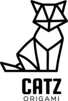 White Minimalist Cat Origami Logo cartz studio vector