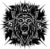 a black and white german shepherd dog head vector