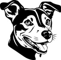a black and white dog head on a white background vector