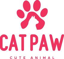 pink minimalist cat paw logo design vector