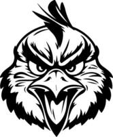 an angry bird head with a black and white design vector