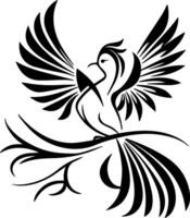 a black and white bird with wings spread out vector