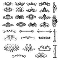 Collection decorative swirls, dividers. calligraphic objects for wedding invitation, greeting card and certificate design. Set of classic lines and borders. Set of illustrations vector