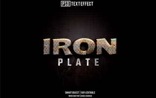 iron plate text effect, font editable, typography, 3d text psd