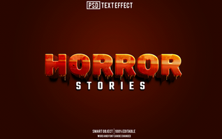 horror text effect, font editable, typography, 3d text psd