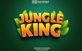 jungle king text effect, font editable, typography, 3d text psd