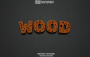 wood text effect, font editable, typography, 3d text psd