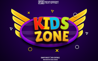 kids zone text effect, font editable, typography, 3d text. psd