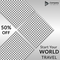 Explore the world modern creative travel social media post web banner square flyer design template. psd