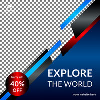 Explore the world modern creative travel social media post web banner square flyer design template. psd