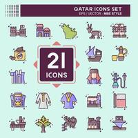 Icon Set Qatar. related to Holiday symbol. MBE style. simple design illustration. vector