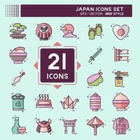 Icon Set Japan. related to Holiday symbol. MBE style. simple design illustration. vector