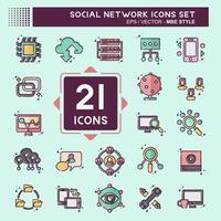Icon Set Social Network. related to Internet symbol. MBE style. simple design illustration vector