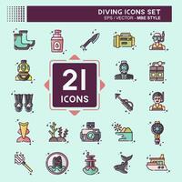 Icon Set Diving. related to Sea symbol. MBE style. simple design illustration vector