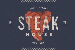 Steak, logo, meat label. Logo with steak silhouette vector