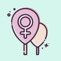 icono globos relacionado a mujer día símbolo. mbe estilo. sencillo diseño ilustración vector