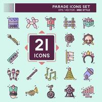 Icon Set Parade. related to Festival symbol. MBE style. simple design illustration vector