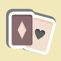 pegatina jugando tarjeta. relacionado a en línea juego símbolo. sencillo diseño ilustración vector