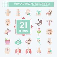 icono conjunto médico especialidades relacionado a sano símbolo. plano estilo. sencillo diseño ilustración vector