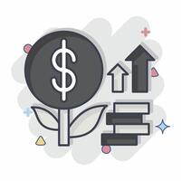 Icon Money Growth. related to Finance and Tax symbol. comic style. simple design illustration vector